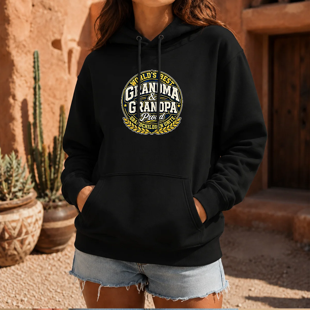 Pretty Grandparents Day Proud Grandchildren Mascot Badge Hoodie