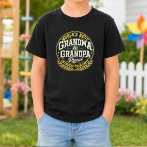 Pretty Grandparents Day Proud Grandchildren Mascot Badge Kids T-Shirt