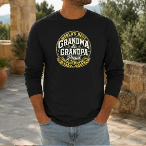 Pretty Grandparents Day Proud Grandchildren Mascot Badge Long Sleeve Shirt