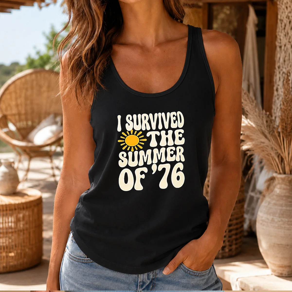 Pretty I Survived The Summer Of 76 1976 Vintage Tank Top