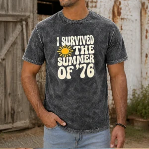 Pretty I Survived The Summer Of 76 1976 Vintage Washed T-Shirt
