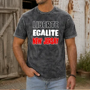 Pretty Liberte Egalite New Washed T Shirt in soft faded fabric showing front and sleeve details