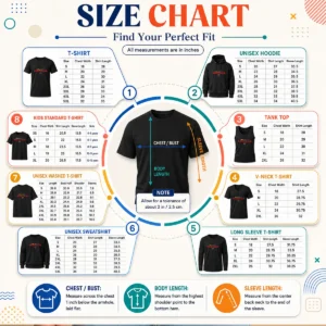 Size chart for Pretty Oremos Por Venezuela Religious Rosary with measurements in inches and centimeters