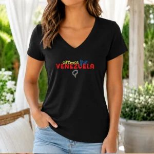 Pretty Oremos Por Venezuela Religious Rosary V-Neck Shirt