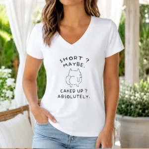 Pretty Short Maybe Caked Up Absolutely Cat V-Neck Shirt