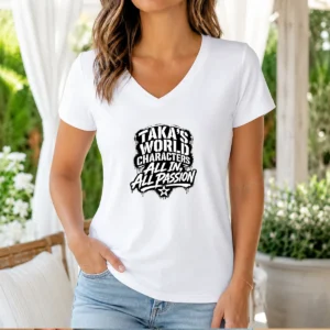Pretty Takas World Characters Passion Stencil Shirt For Anime V-Neck Shirt