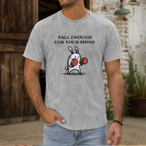 Pretty Tall Enough For Your Shins Boxing Rabbit Washed T-Shirt