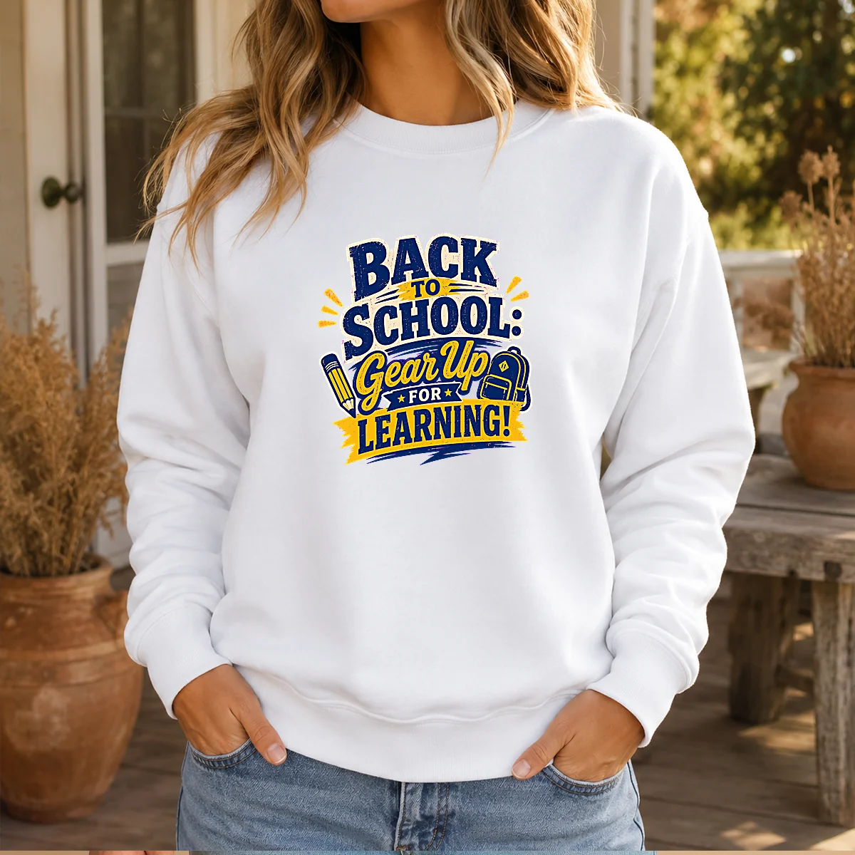 Top Back To School Gear Up For Learning Retro Distressed Sweater