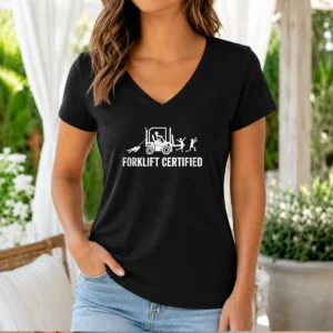 Top Forklift Certified Forklift Operator Funny Humor V-Neck Shirt