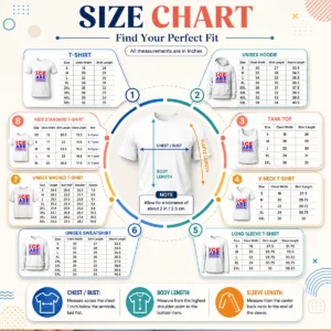 Size chart for Top ICE Are Domestic Terrorists with garment measurements in inches and cm