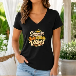 Top Summer Bank Holiday Cozy Typography Family Gatheri V-Neck Shirt